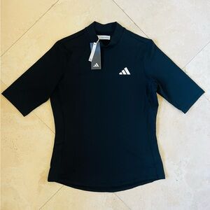 Adidas Paula Creamer Black Mockneck Short Sleeve Tee